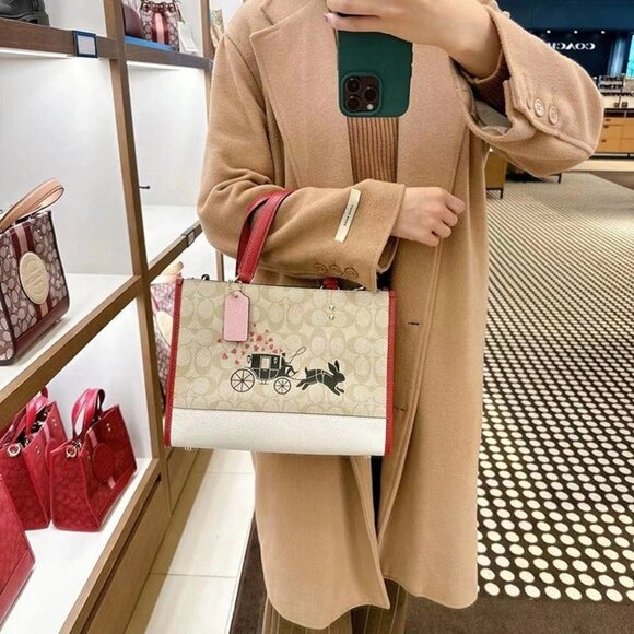 Coach CE645 Lunar New Year Dempsey Carryall With Rabbit And Carriage Gold/Light - Picture 1 of 6